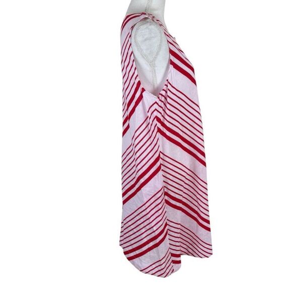 Liz Claiborne Women Linen Blend Shift Dress Size Large Red Chevron Stripe Beach - Picture 6 of 10